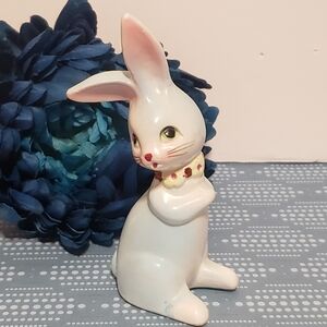 Vintage Porcelain Bunny Figurine, Blue Rabbit Japan